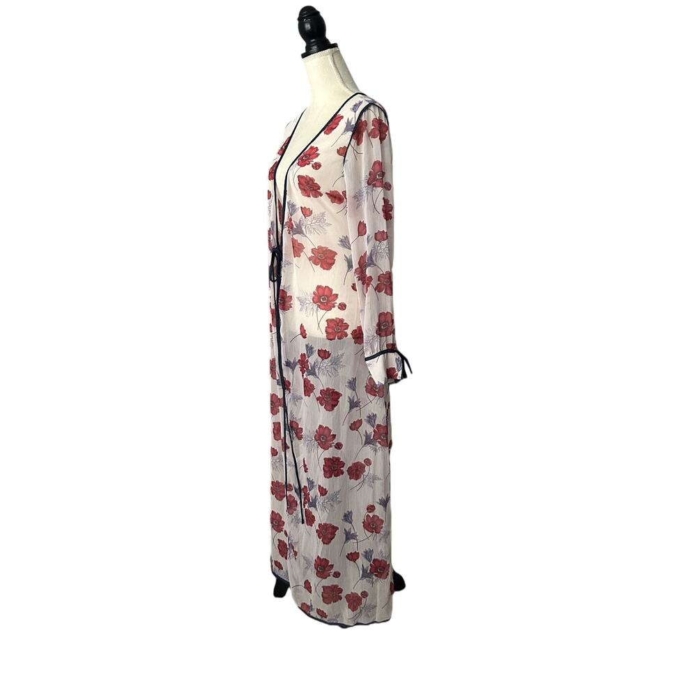 NWT Endless Rose Darling Poppy Floral Boho Wrap Chiffon Duster Coat Size Small - Picture 2 of 9